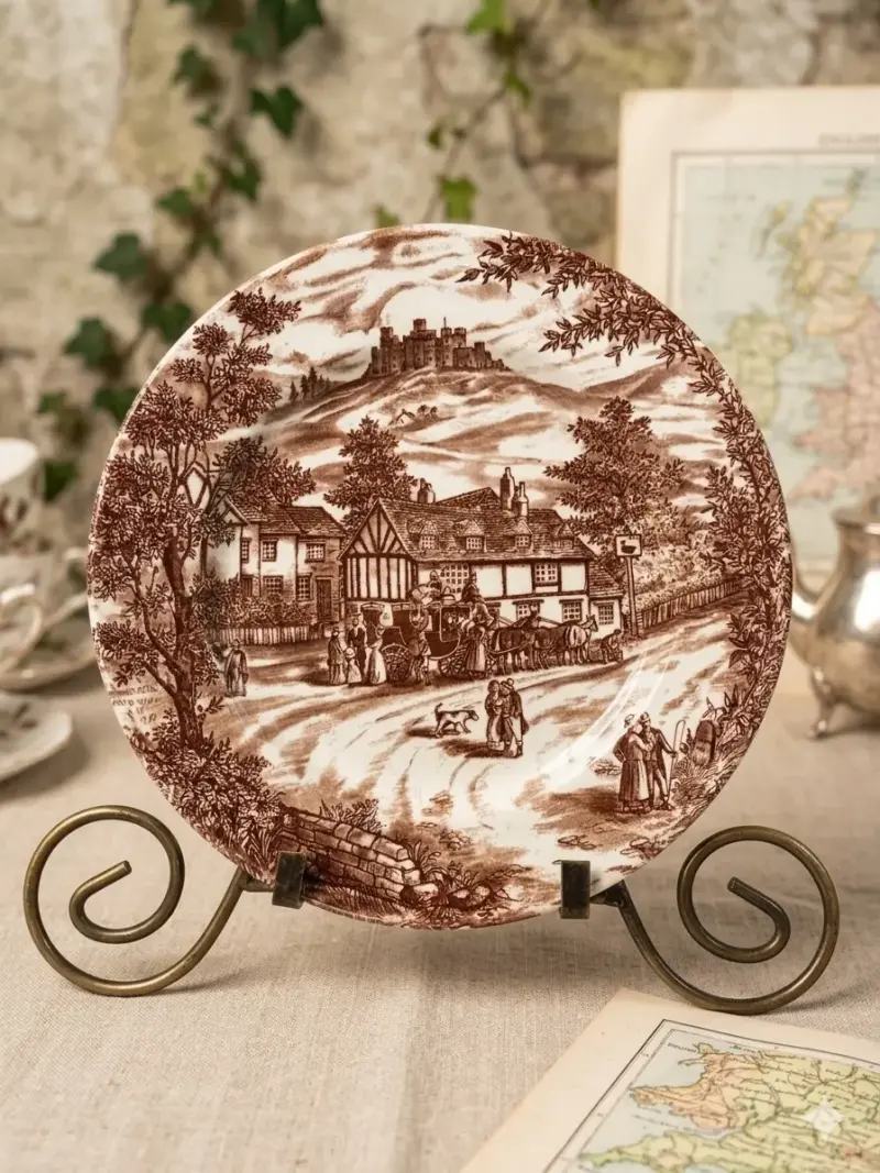 Plato decorativo vintage con escena rural - 1