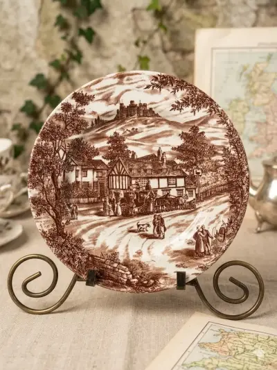 Plato decorativo vintage con escena rural - miniatura 1