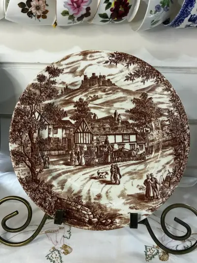 Plato decorativo vintage con escena rural - miniatura 2