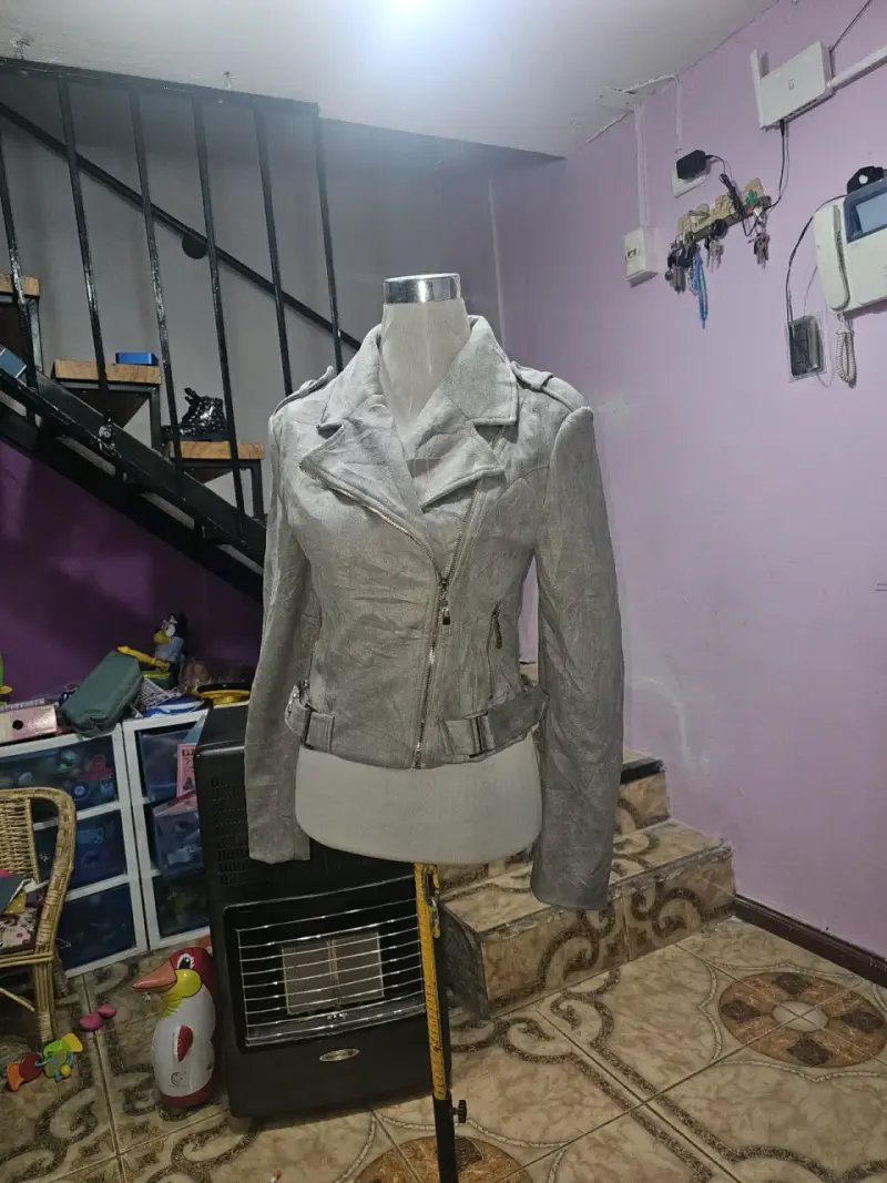 Chaqueta biker gris mujer - 2