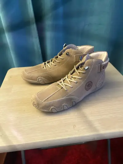 Botines de cuero beige - miniatura 1