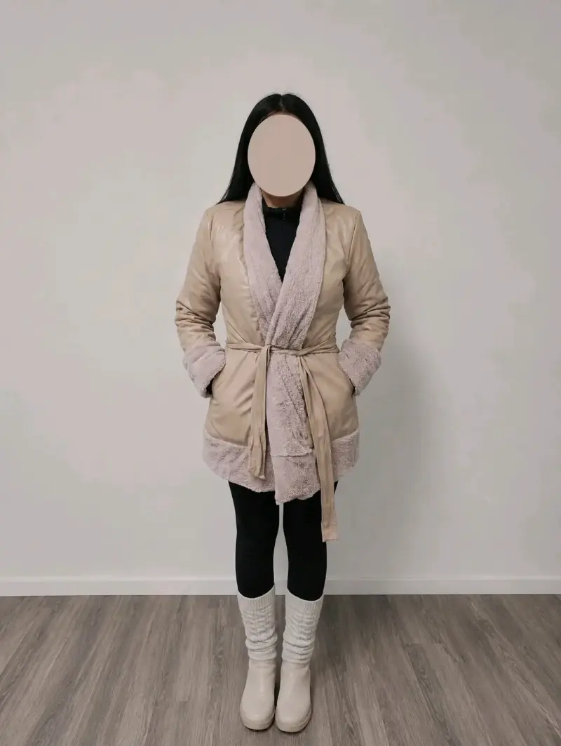 Abrigo beige de mujer - 1