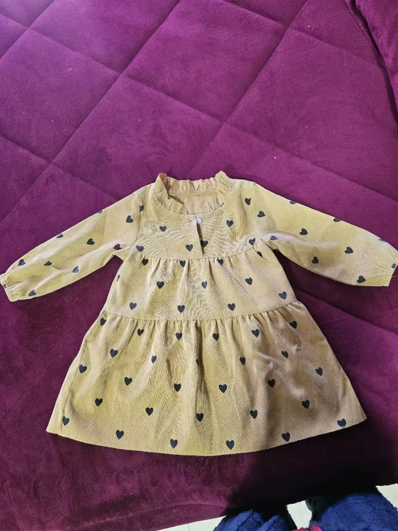 Vestido infantil amarillo corazones talla 2-3 - 1