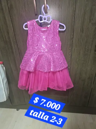 Vestido rosado con lentejuelas tañña 2-3 - miniatura 1