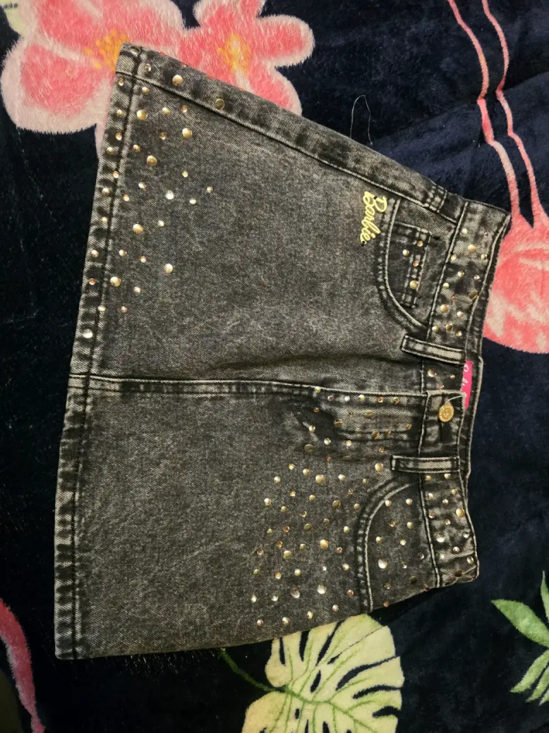 Falda denim con tachas - 1