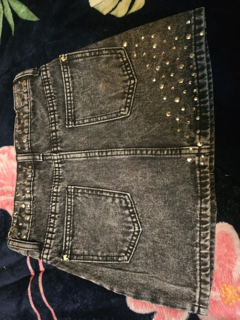 Falda denim con tachas - 2