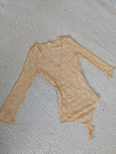 Body de encaje beige manga larga - miniatura 1