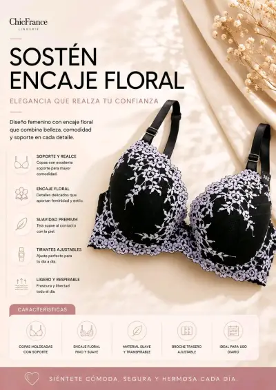 Sostén floral con encaje chic france - miniatura 2