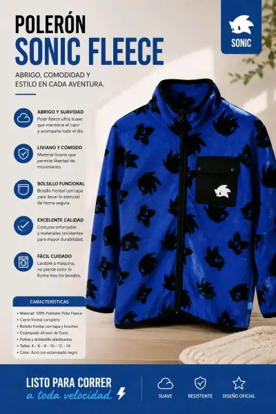Polerón Sonic Fleece azul - miniatura 1