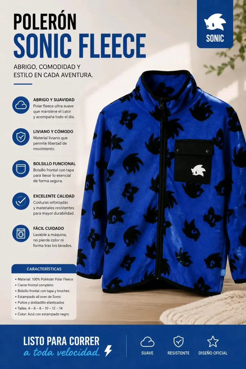 Polerón Sonic Fleece azul - 2