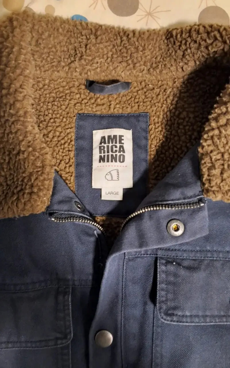 Chaqueta azul con cuello de cordero Americanino - 2