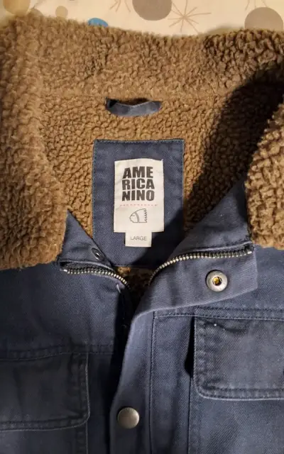 Chaqueta azul con cuello de cordero Americanino - miniatura 2
