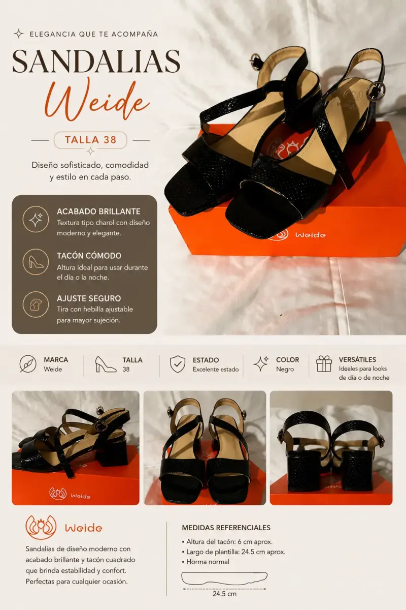 Sandalias negras Weide talla 38