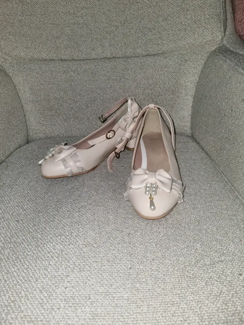 Zapatos de fiesta beige con lazo - 1