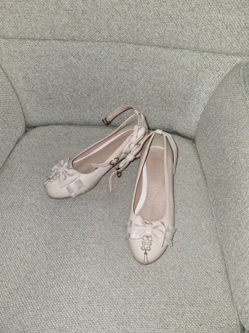 Zapatos de fiesta beige con lazo - 2