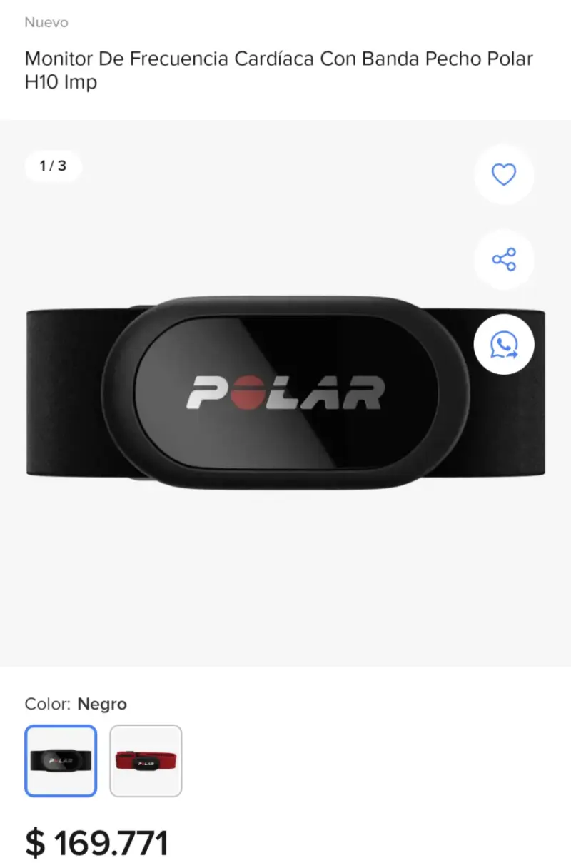 Monitor de frecuencia cardíaca Polar H10 - 1