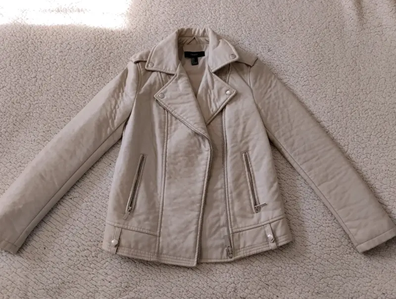 Chaqueta beige tipo biker S - 1