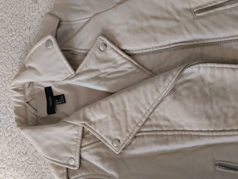 Chaqueta beige tipo biker S - 4