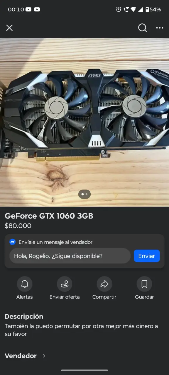 Tarjeta gráfica GTX 1060 MSI - 4