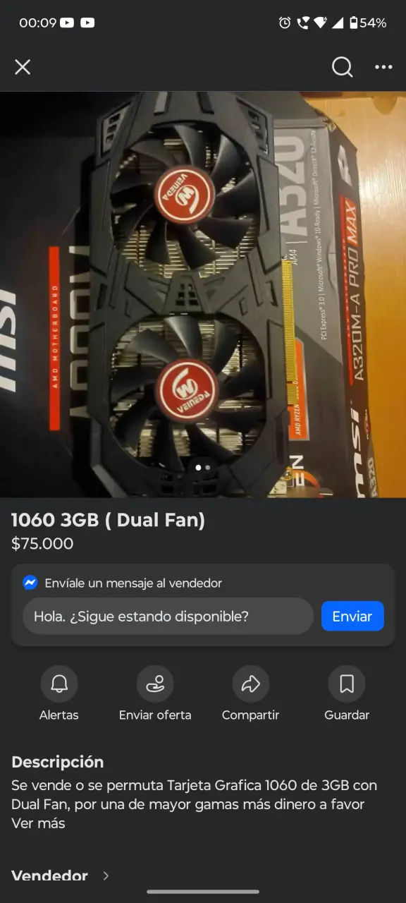 Tarjeta gráfica GTX 1060 MSI - 6