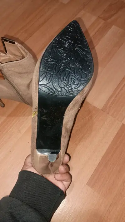 Botines de tacón aguja beige - miniatura 3