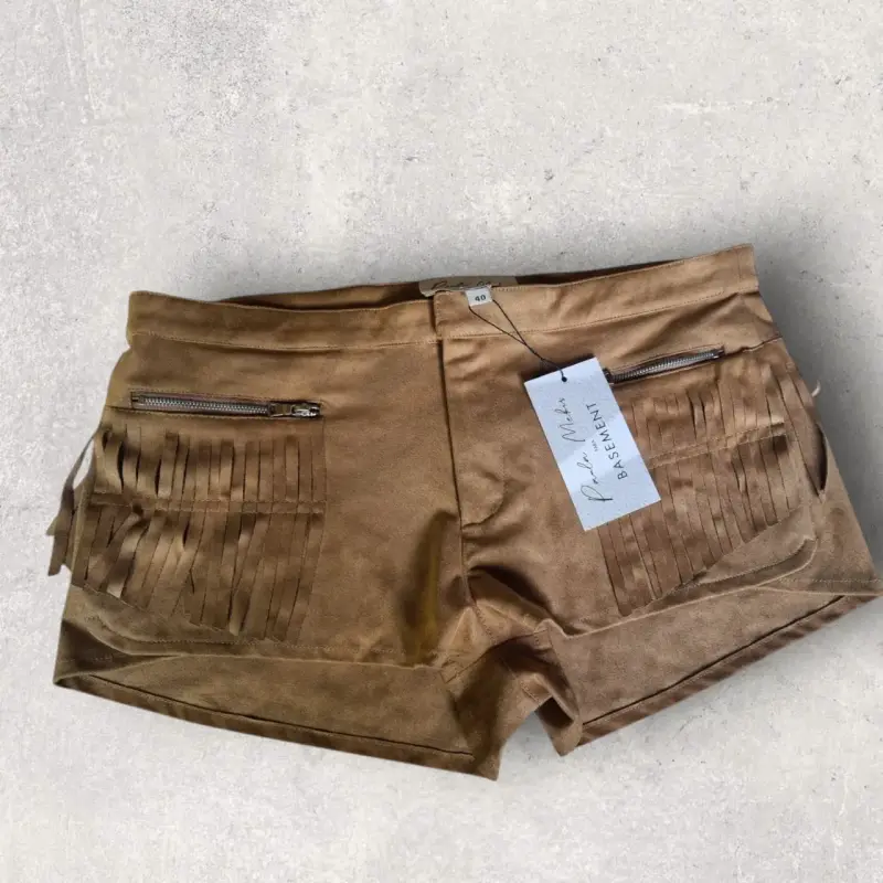 Shorts flecos gamuza camel - 1