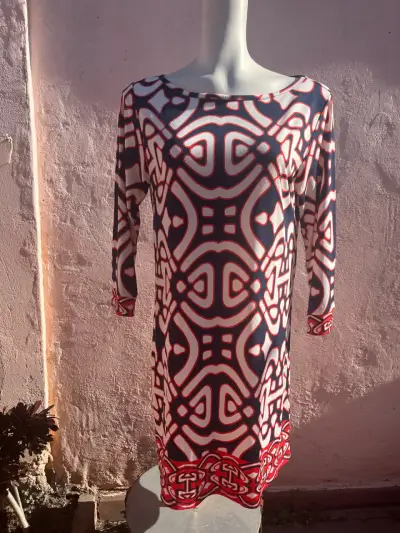 Vestido plisado estampado geométrico - miniatura 1