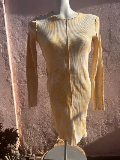 Vestido ajustado amarillo de rib - miniatura 1