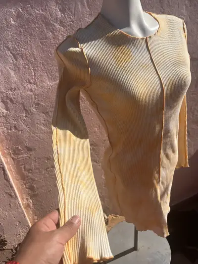 Vestido ajustado amarillo de rib - miniatura 2
