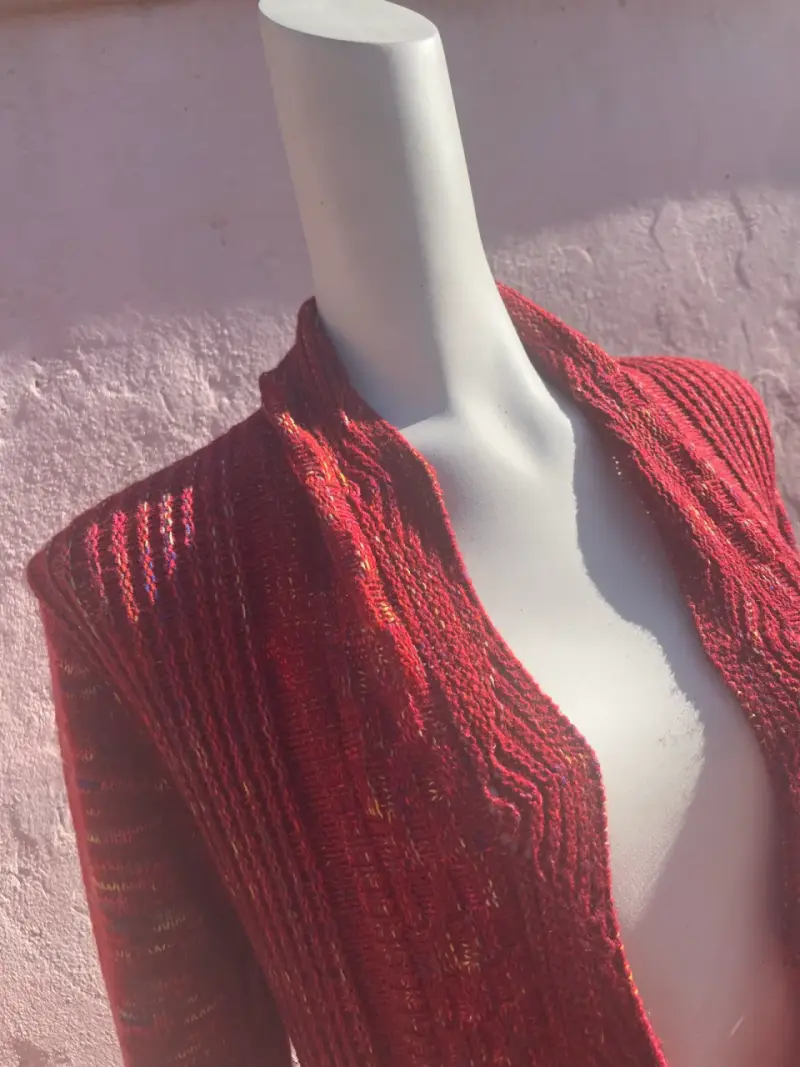 Cardigan largo rojo tejido - 2