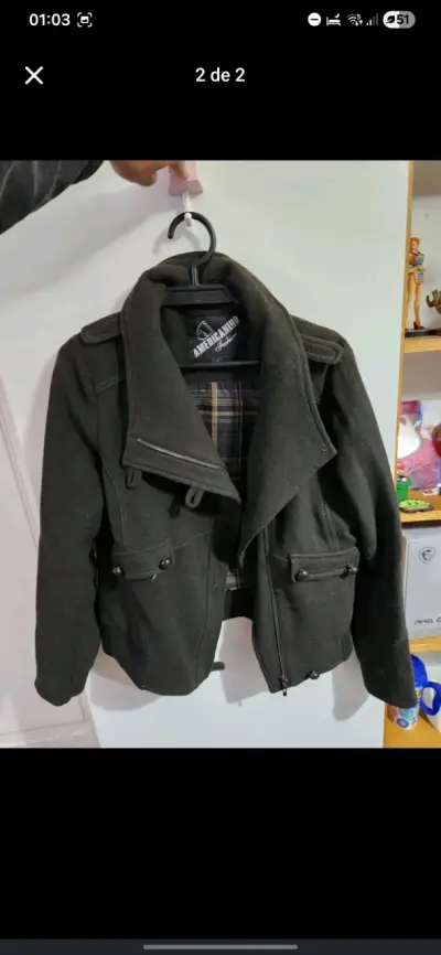 Chaqueta verde Americano con bolsillos - miniatura 2