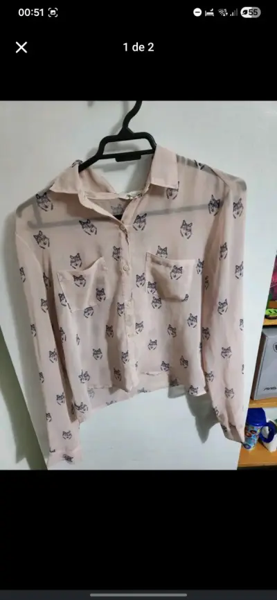 Camisa Mujer Estilo Vintage/Indie Estampado Lobos - miniatura 2