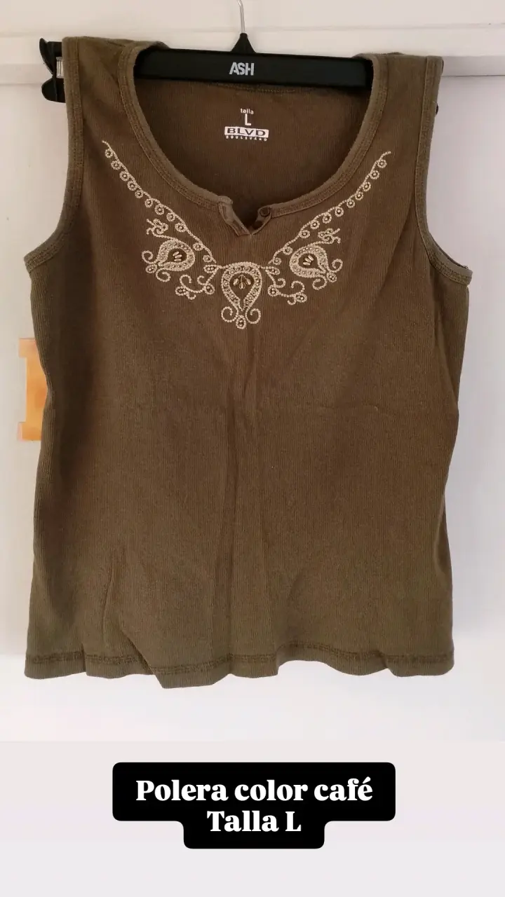 Polera café con bordado
