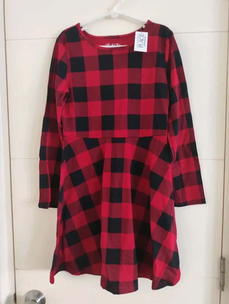 Vestido Niña cuadrillé rojo y negro talla 7/8 - 1