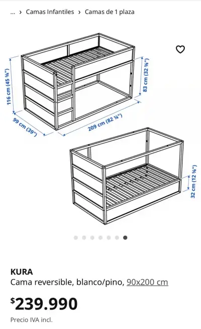 Cama alta infantil de madera - miniatura 3