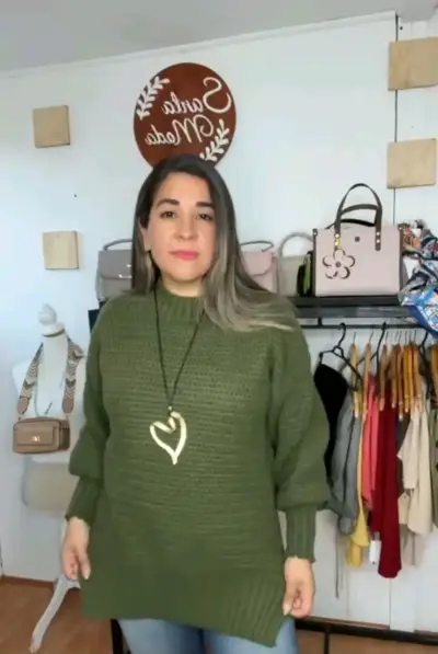 Suéter verde y café oversized mujer - miniatura 1