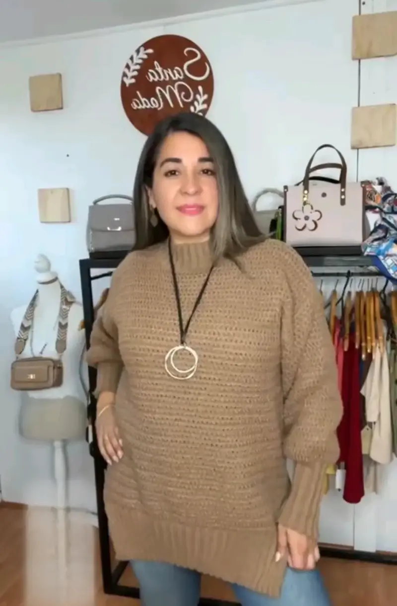 Suéter verde y café oversized mujer - 2