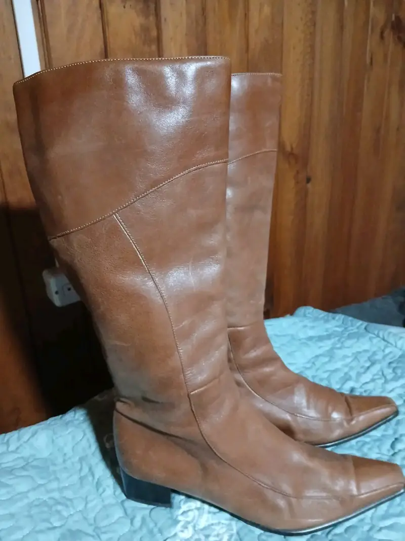 Botas largas de cuero marrón - 2
