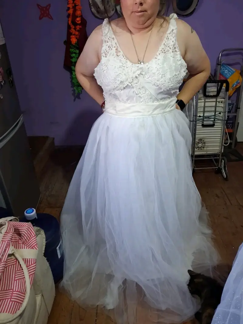 Vestido de encaje blanco novia - 2