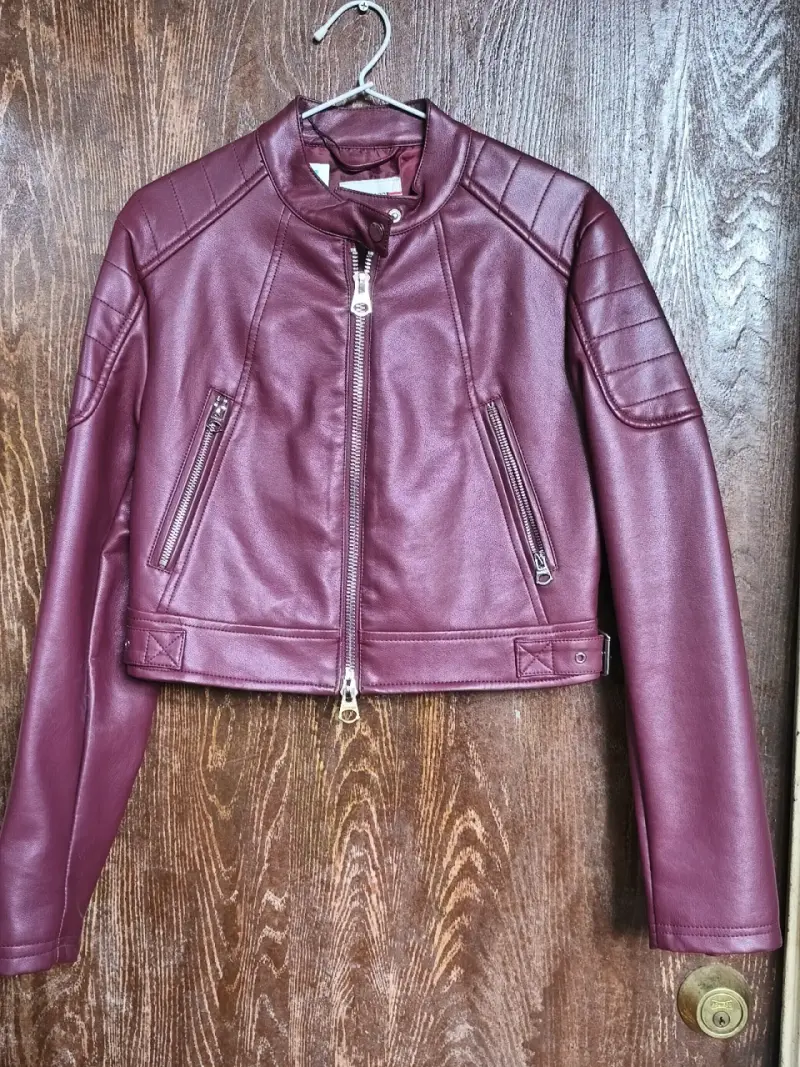 Chaqueta biker burdeos - 1