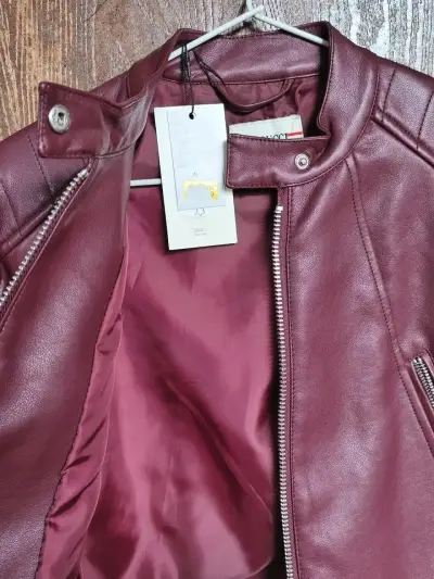 Chaqueta biker burdeos - miniatura 3
