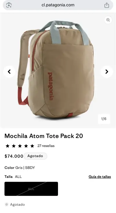 Mochila Atom Tote Pack Patagonia - miniatura 6