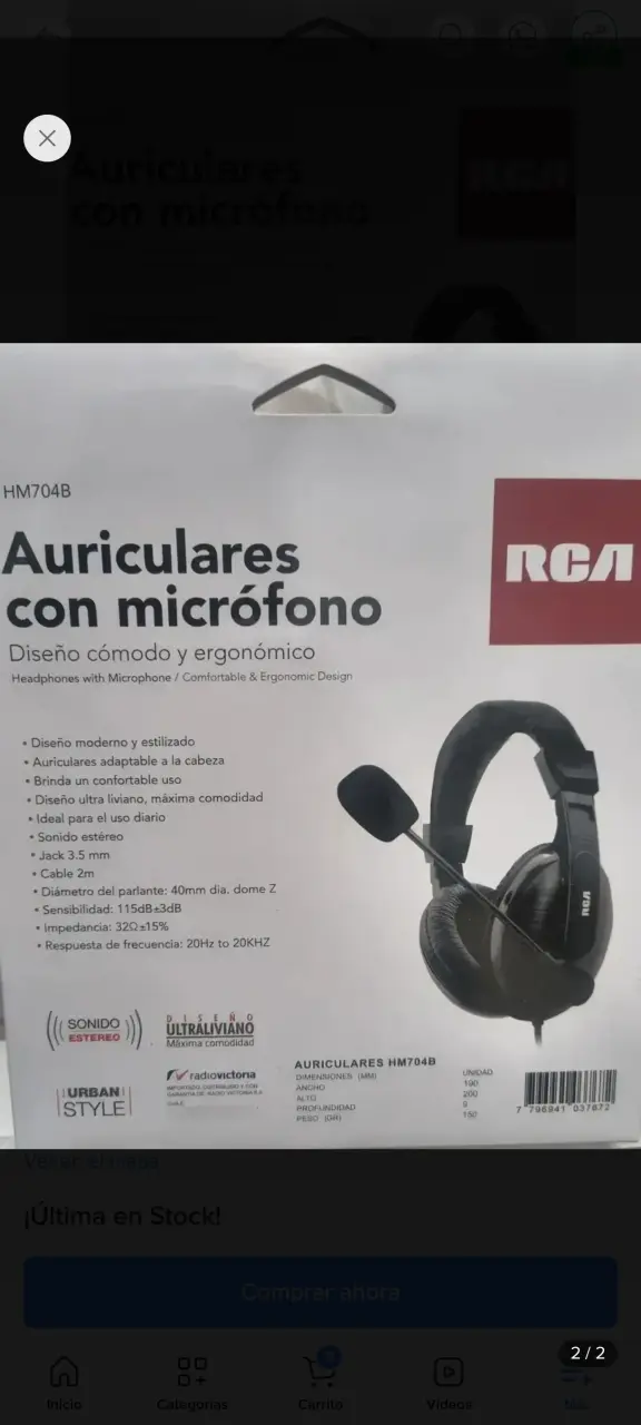 Audífonos con micrófono RCA negros - 2