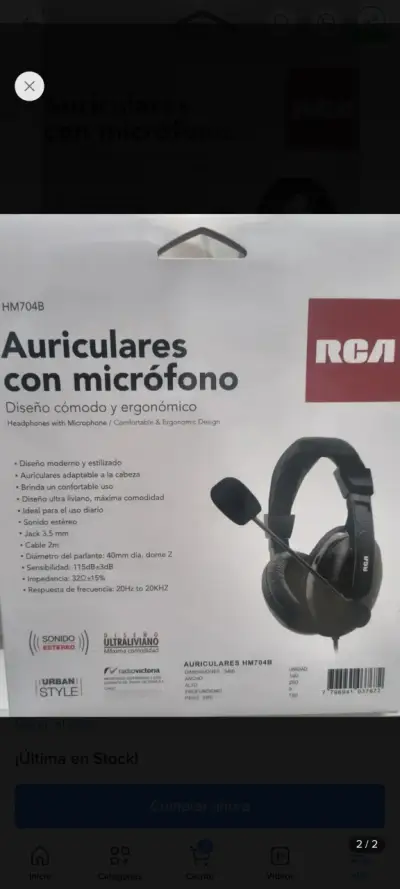 Audífonos con micrófono RCA negros - miniatura 2