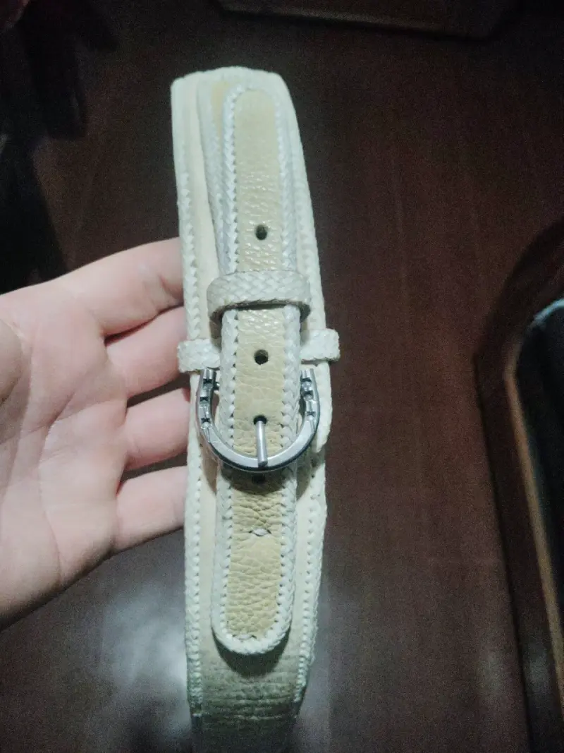 Cinturón de cuero trenzado beige - 4