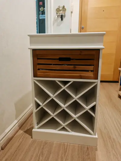 Botellero de madera blanco - miniatura 3