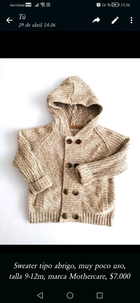 Chaqueta tejida con capucha beige - 2