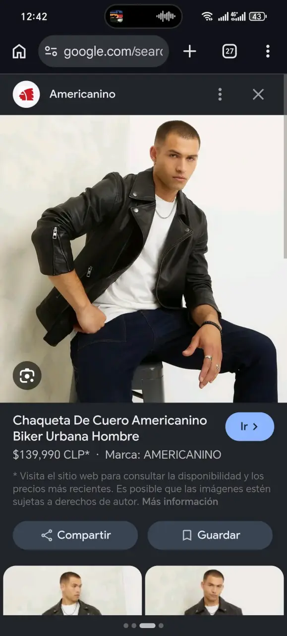 Chaqueta de cuero negro Americanino - 3
