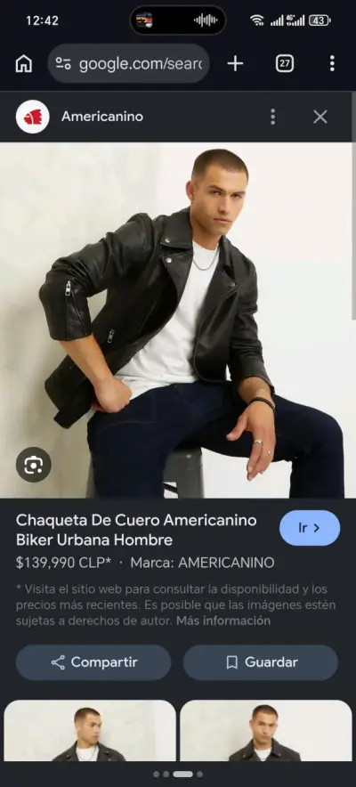 Chaqueta de cuero negro Americanino - miniatura 3