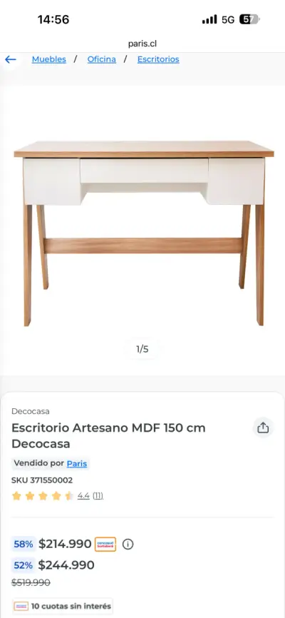 Escritorio madera con cajones - miniatura 3